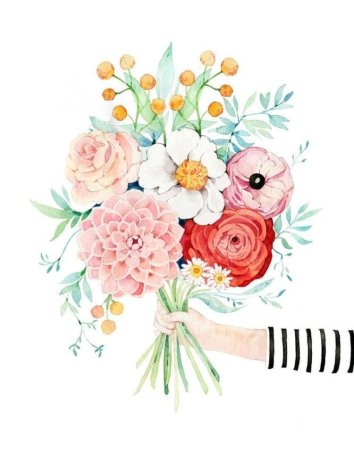 Букет цветов нарисованный акварелью