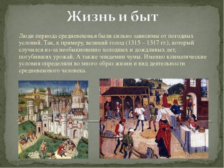 Жизнь горожан в средние векека