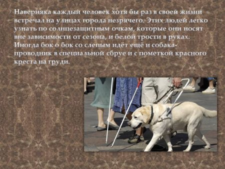 Атрибуты слепого человека