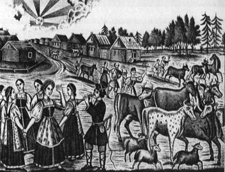 «Егорьев день в деревне. Первый выгон скота в поле» (1888, ГТГ)