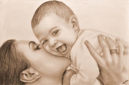 Мама и малыш рисунок