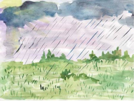 Человек под дождем детский рисунок