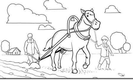 Крестьянские дети раскраска