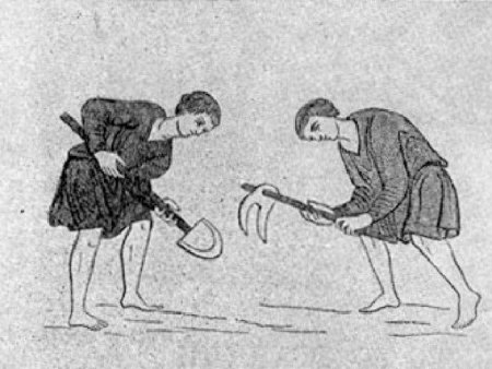 Крестьяне. Миниатюра из французской рукописи