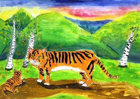 Рисунок Амурского тигра для детей