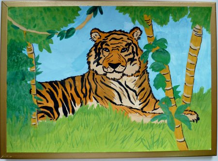 Тигр рисунок детский