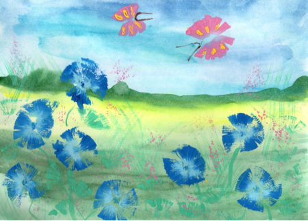 Лето акварелью для детей