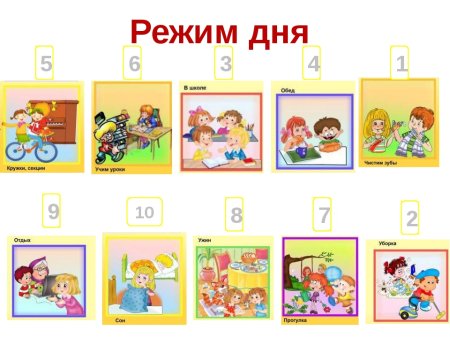 Карточки с режимом дня