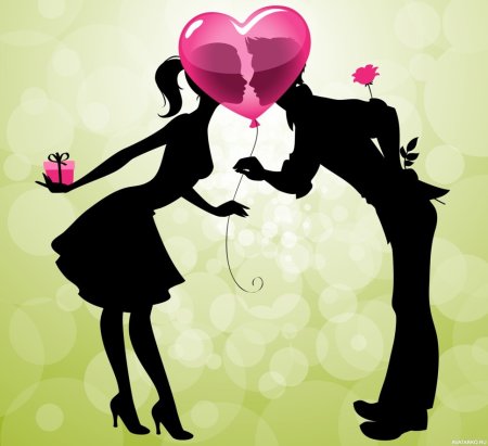 Силуэты на Валентинов день влюбленных