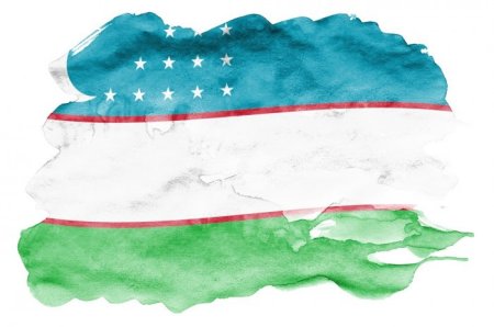 Флаг Узбекистана акварель