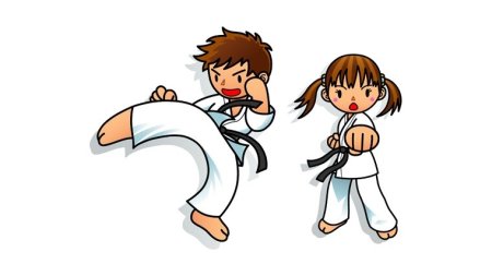 Дети каратэ на прозрачном фоне