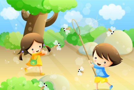 Лето дети мультяшные