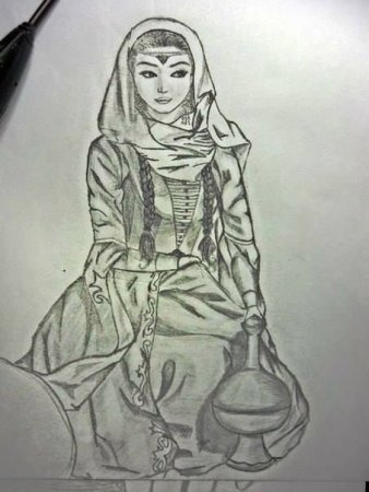 Чеченская женщина рисунок