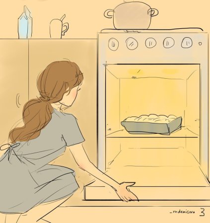 Девушки Рисованные на кухне