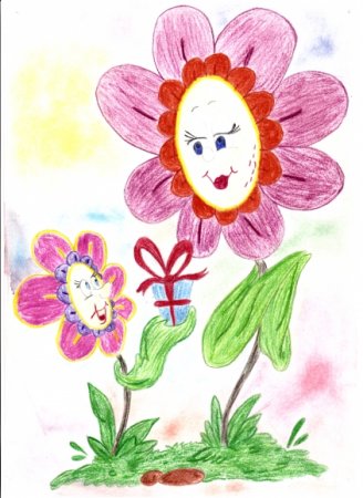 Рисунки детей цветы для мамы