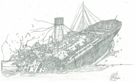 Раскраска Титаник корабль тонет