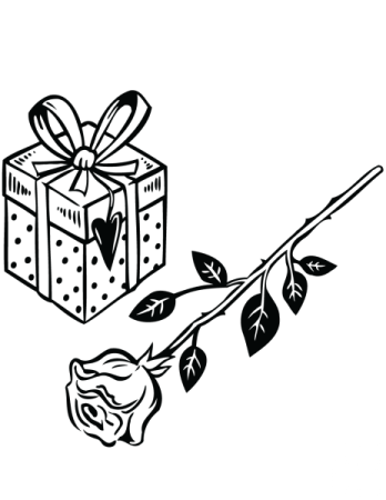 Подарки цветы раскраски