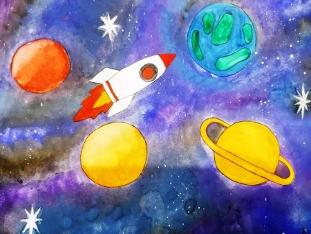 Детские рисунки ко Дню космонавтики