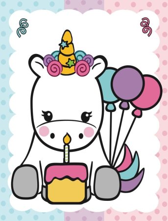 Рисунок на день рождения Единорог