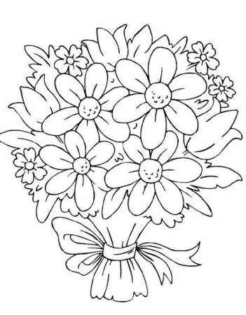 Раскраска букет цветов на день рождения