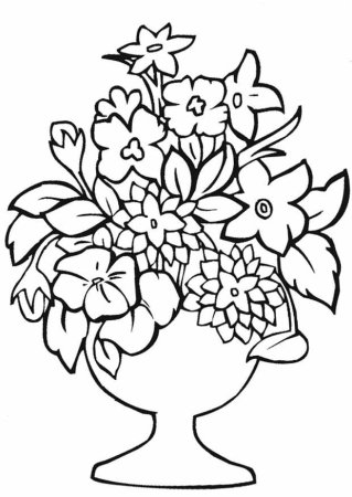 Ваза с цветами раскраска