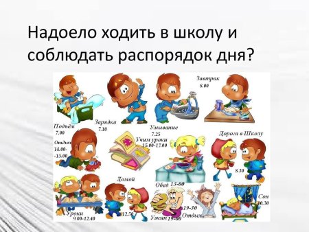 Режим дня школьника начальных классов