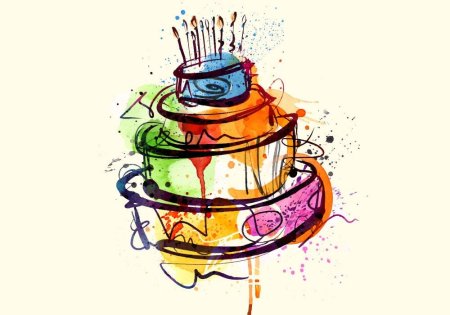 Торт со свечкой скетч