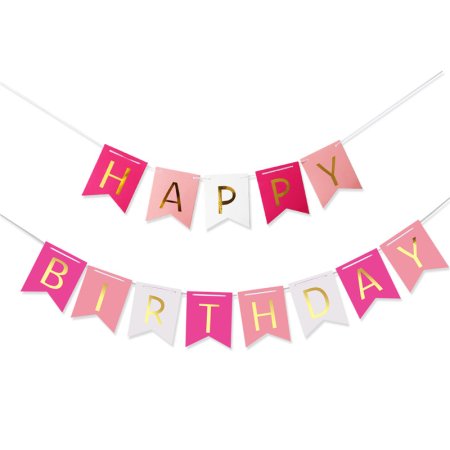 Гирлянда-флажки "Happy Birthday" золото