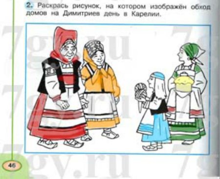 Обход домов на Димитриев день в Карелии рисунки