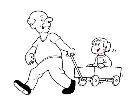 Раскраска дедушка и внучка
