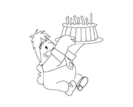 Карлсон с тортом раскраска