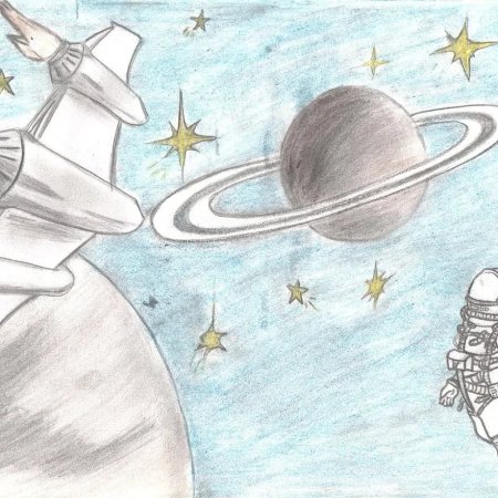Рисунок на тему космос Гагарин