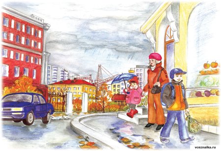 Картина улица города для дошкольников