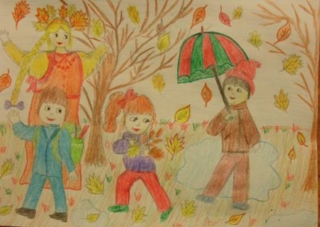 Рисования карандашами на осень в садик