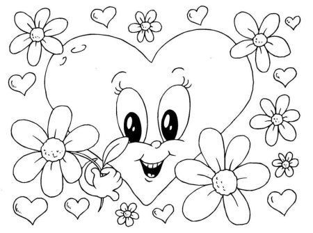 Сердечко с цветами раскраска