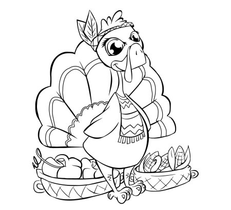 Индейка раскраска
