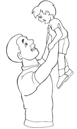 Раскраска папа и сын
