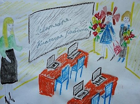 Детские рисунки на тему школа