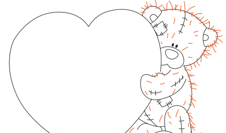 Мишка Тедди карандашом с сердечком