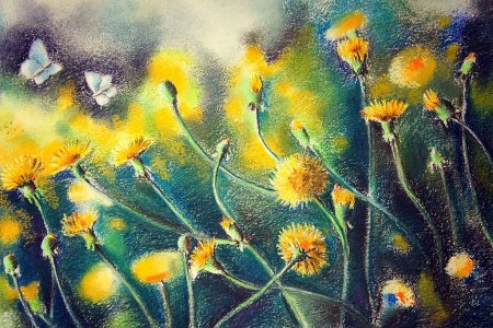 Одуванчики пастелью