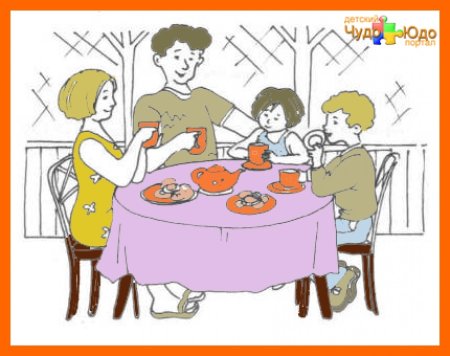 Семья за праздничным столом рисунок