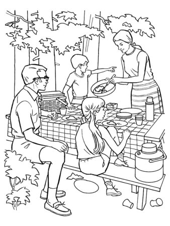 Раскраска семейный поход