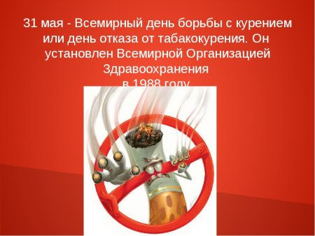 31 Мая день отказа от курения