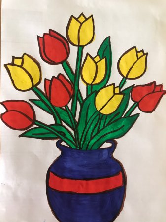 Ваза с цветами раскраска