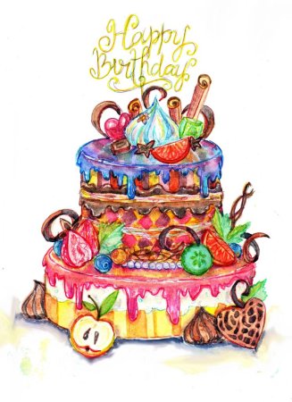 Открытки с днём рождения с тортом