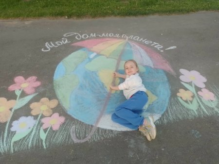 Рисование на асфальте Планета