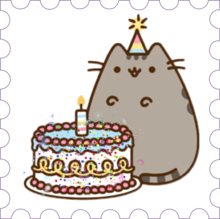 Котик Пушин с тортиком