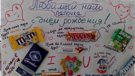 Плакат с днем рождения красками