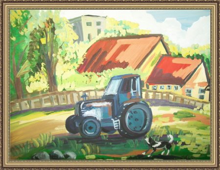 Трактор гуашью