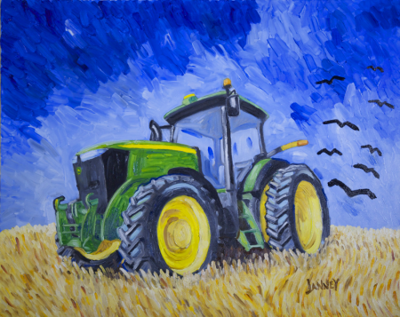 Трактор Джон Дир рисунок поле